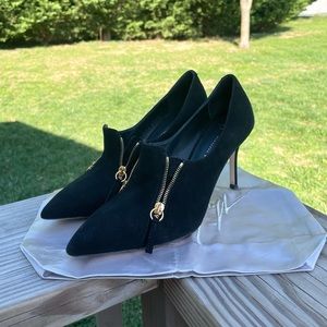 Giuseppe Zanotti Black Suede Heels w/ Gold Zippers